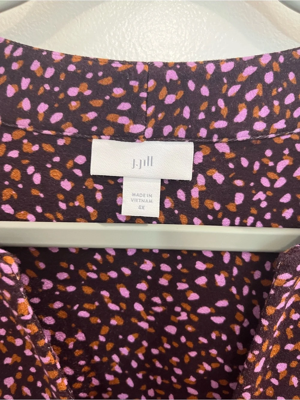 J. Jill Womens V-Neck Cap Sleeve Midi Dress Sz 4X Purple Pink Speckled Popover